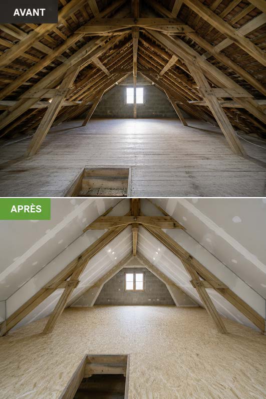 Combles aménageables - Avant / Après