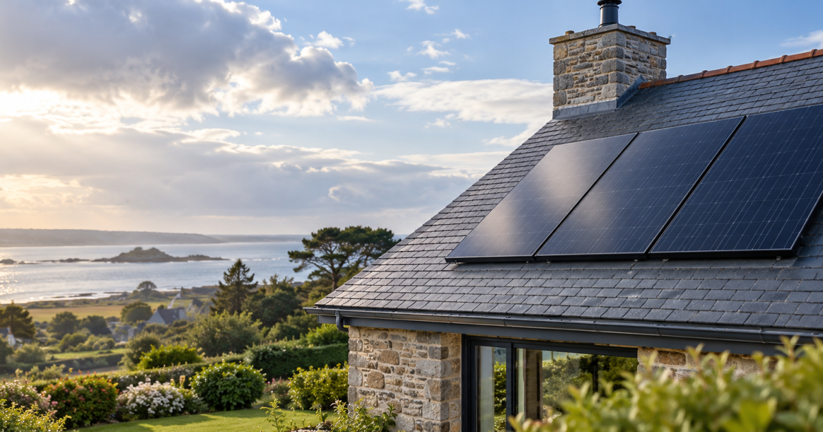 Installation de panneaux photovoltaïques en Bretagne sur une toiture résidentielle
