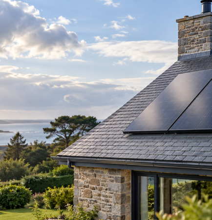 Installation de panneaux photovoltaïques en Bretagne sur une toiture résidentielle