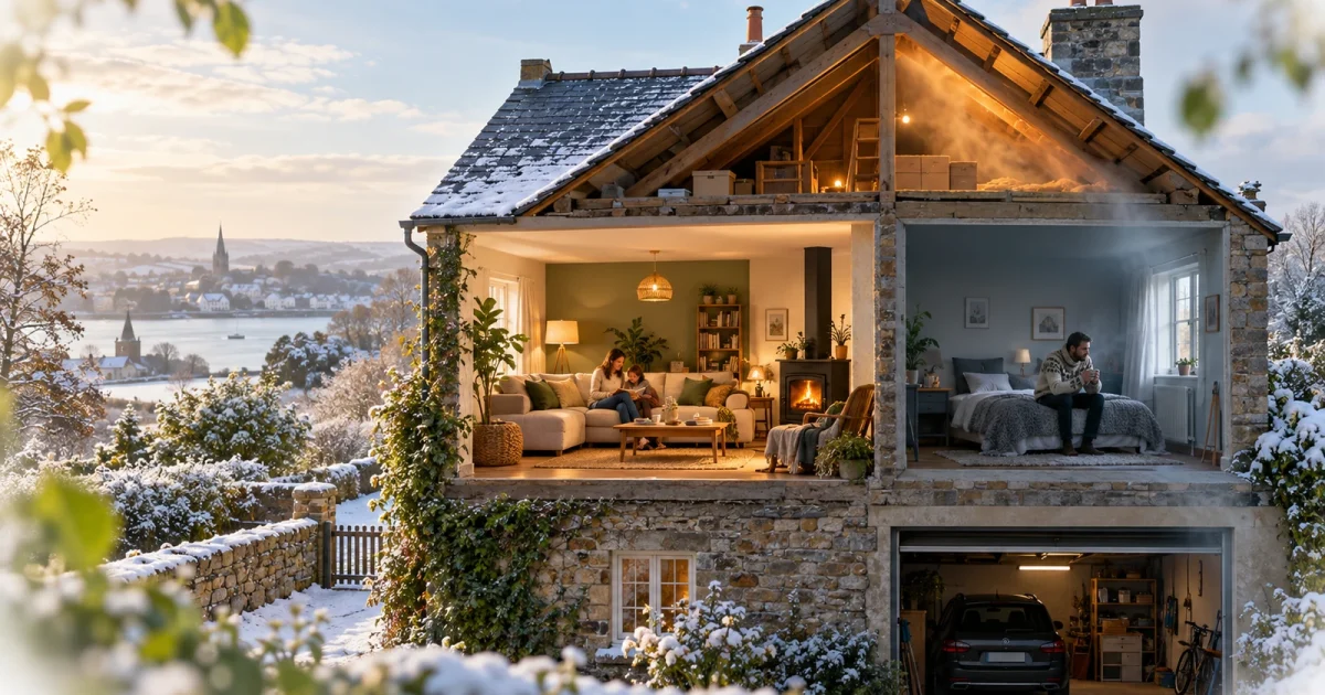 Pièces difficiles à chauffer dans une maison avec combles et garage