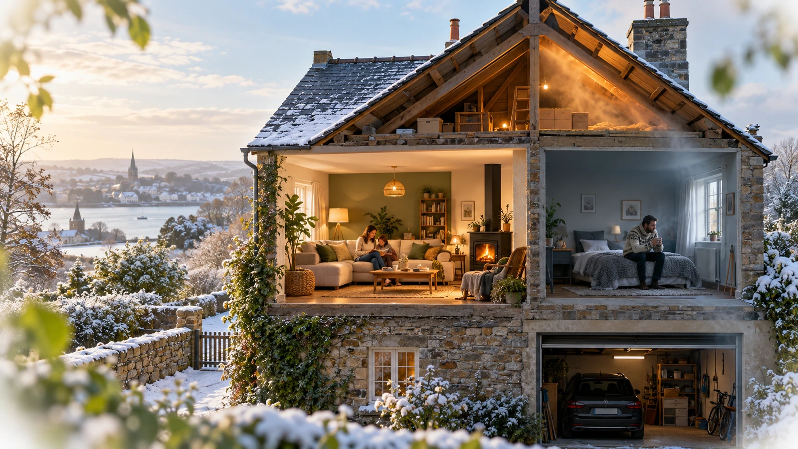 Pièces difficiles à chauffer dans une maison avec combles et garage